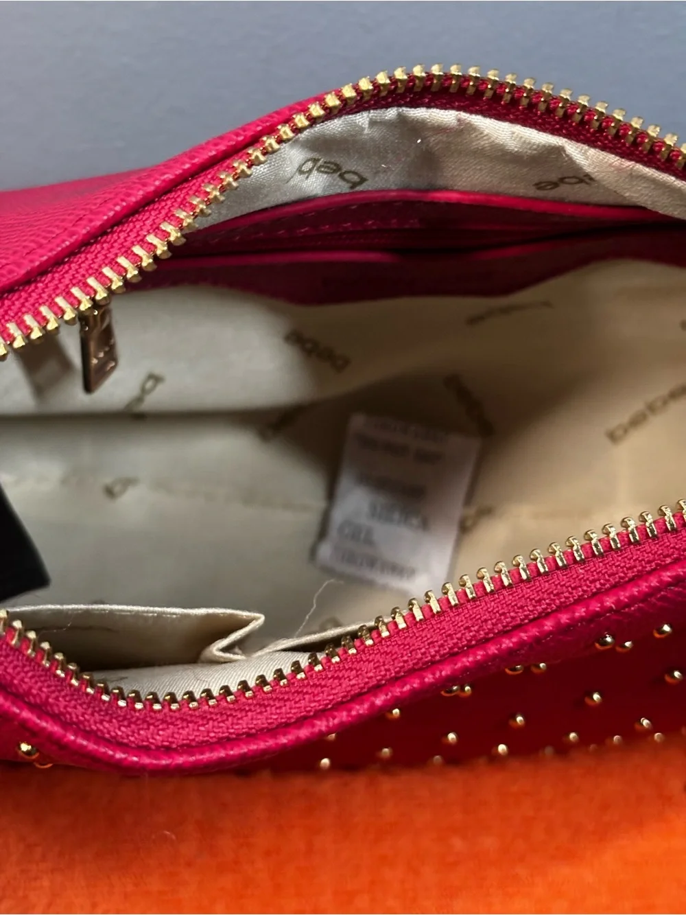 bebe Pink Studded Shoulder Bag with Coin Pouch